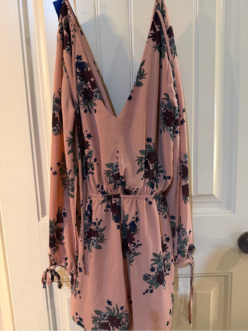 Blush Pink Floral Deep-V Romper